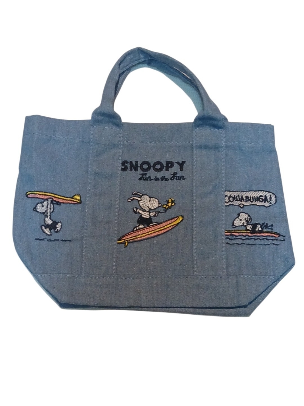 Peanuts -New Canvas,Denim Look, Japanese Style Embroiderd Snoopys, Inside Pocket